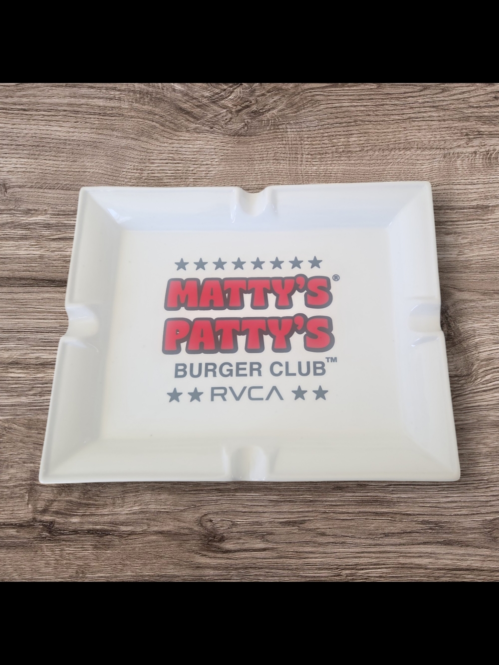 RVCA Matty's Patty's Burger Club White Ceramic Ashtray